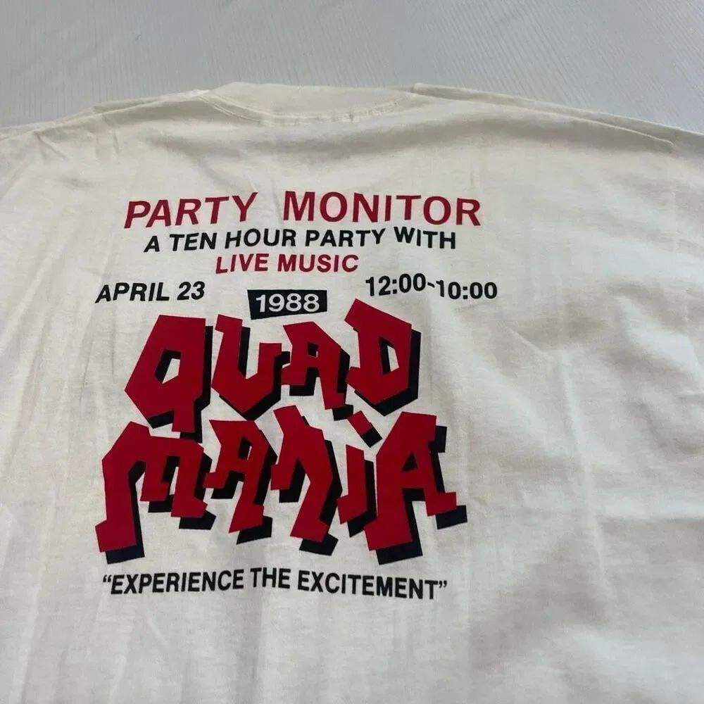 Quad Mania VTG Party Monitor 1988 Single Stitch 1988 T-Shirt Size XL